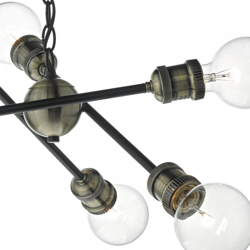 DAR 6 Light Black / Antique Brass pendant