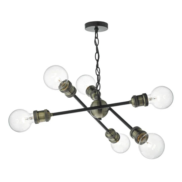 DAR 6 Light Black / Antique Brass pendant