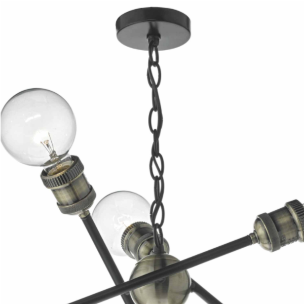 DAR 6 Light Black / Antique Brass pendant