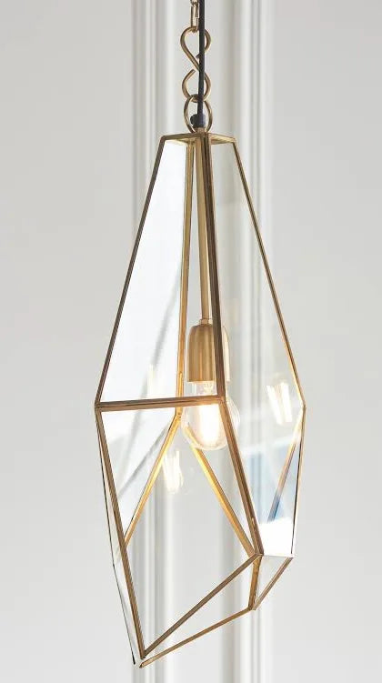 Endon Avery pendant antique brass and glass