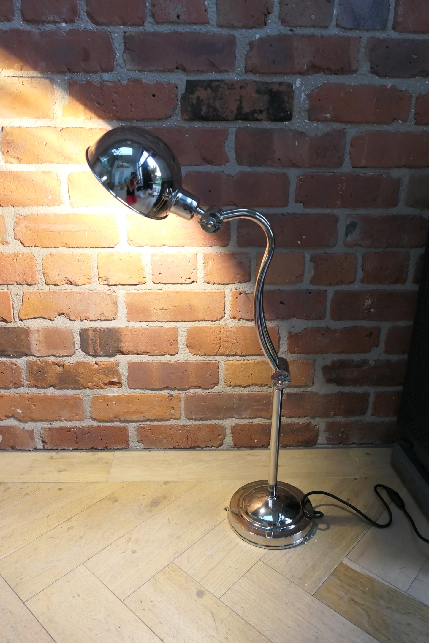 Industrial, chrome library table lamp