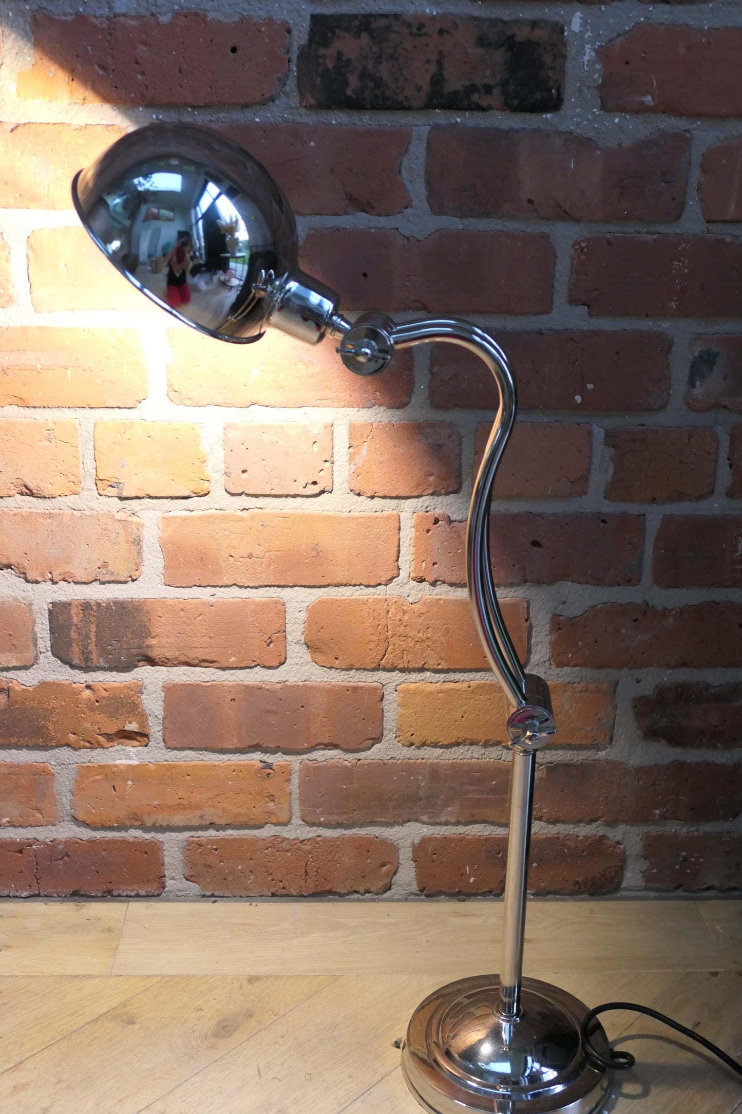 Industrial, chrome library table lamp