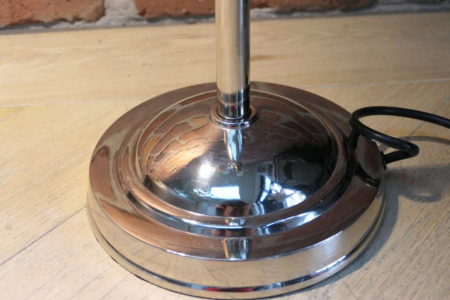 Industrial, chrome library table lamp