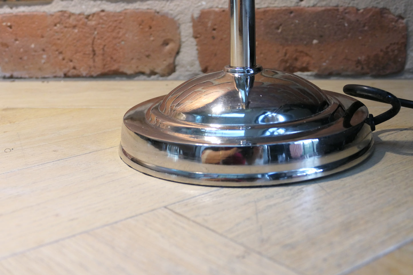 Industrial, chrome library table lamp