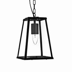 1 light Black tapered lantern with clear glass