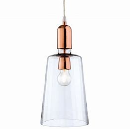 Copper and tapered glass pendant with grey flex