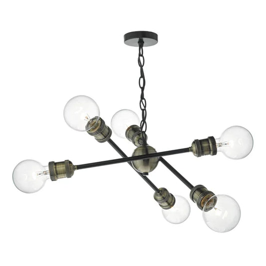 DAR 6 Light Black / Antique Brass pendant